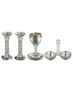 Crystal Set Of Candlesticks + Kiddush Cup