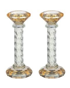 Crystal Candlesticks with Stones - Gold