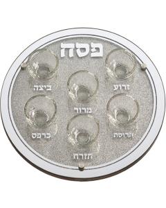 Glass Passover Seder Plate with Tiny Glass Stones