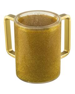 Perspex Clear Washing Cup - Gold Glitter