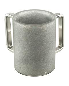 Perspex Clear Washing Cup - Silver Glitter
