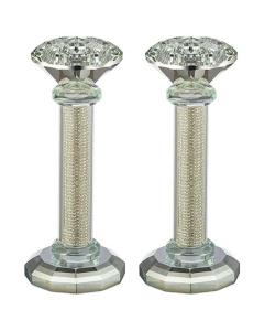 Pair of Crystal Candlesticks with Stones