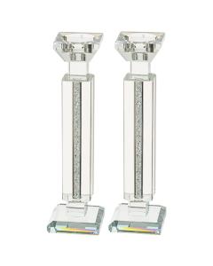 Crystal Candlesticks with Stones on Crystal Base