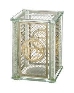 Crystal Tzedakah Box with Plaque - Diamond