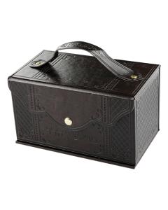 Embossed Faux Leather Etrog Box with Handle & Lock