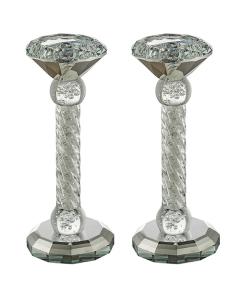 Crystal Candlesticks with Stones - Clear