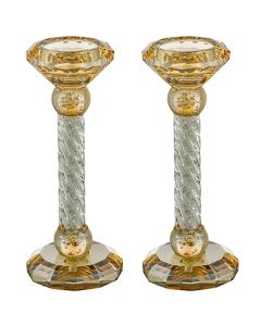 Crystal Candlesticks with Stones - Clear & Gold