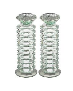 Pair of crystal Candlesticks - Clear Rings