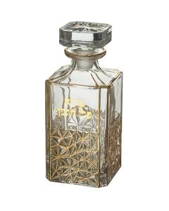 Crystal Wine Bottle with Gold Embossed Letters  - Ornate Design