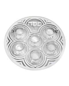 Glass & Crystal Seder Plate - Modern Design