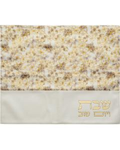 Faux Leather Challah Cover - Gray & White Flowers