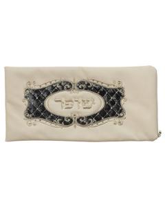 Faux Leather & Velvet Shofar Bag (Off-White)
