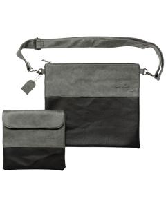 Leather Like Talit & Tefilin Set - Dark Gray