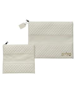 Faux Like Talit - Tefilin Set White With Emboss