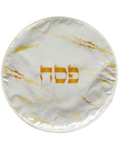 Fabric Passover Cover with Print - White Marble Color