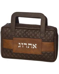 Quilted Faux Leather Etrog Bag with Handle (Brown)