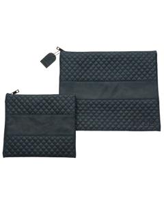 Leather-Like Talit & Tefilin Bag Set with Embroidery (Dark Blue)