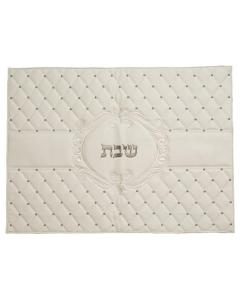 Quilted-Look Faux Leather Challah Cover with Metal Details  and Crystals