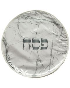 Fabric Passover Cover with Marble Print - White/Black - 15"