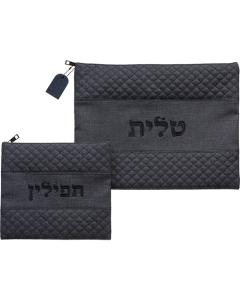 Leatherette Talit - Tefilin Set - Quilted Pattern