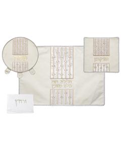 Leather Like 4 pc Passover Set: Pillow, Matzah & Afikoman Covers with Towel