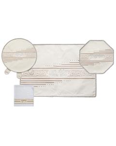 Leather Like 4 pc Passover Set: Pillow, Matzah & Afikoman Covers with Towel