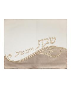 Leatherette Challah Cover with Embroidery - Wavy Design
