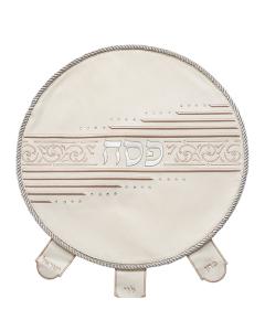 Leather Like Passover Cover - White with Silver "Pesach"