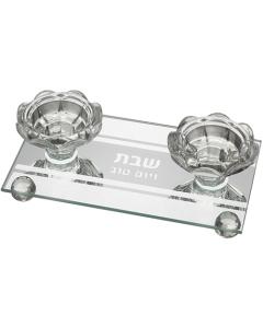 Glass Candle Holders - Frosted Rectangle