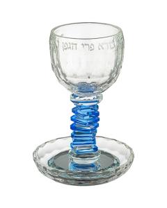 Crystal Kiddush Cup - Blue Stem