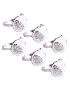 Set of 6 Pomegranate-Shaped Napkin Holders Rings  with Crystals