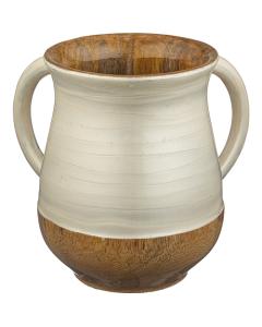 Off-White Mango Wood Handmade Wash Cup