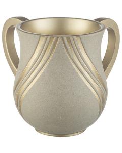 Polyresin Washing Cup - Speckled Sand with Gold Ribbon