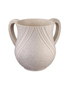 Polyresin Washing Cup - Speckled Sand with Ribbon