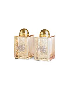 Crystal Salt & Pepper Holders with Laser Cut Plaque