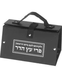 Faux Leather Etrog Box with Silver Print