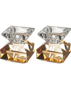 Set of Crystal Elegant Candlesticks and Tray