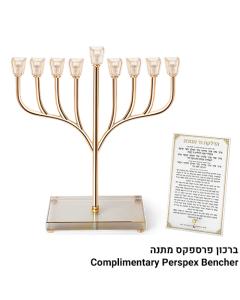 Metal Menorah with Crystal base 37cm