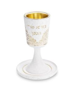 Polymer Kiddush Cup 15 cm with stem & Saucer