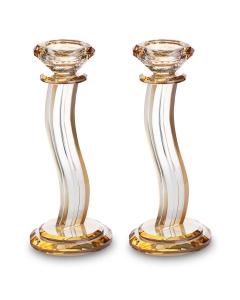 Pair of Crystal Elegant Candlesticks 22 cm