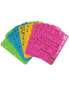 Plastic Stencil 28*20cm- Aleph Bet , Assorted Colors