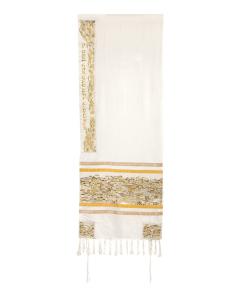 Emanuel Tallit Embroidered Jerusalem-- Gold