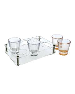 Acrylic Stand With 6 Gold Liqueur Cups