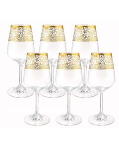 Set Of 6 White And Gold Goblets