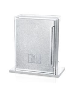 Softcover Leather & Lucite Zemiros Bencher Set  (Silver & Silver)