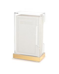Tall Hardcover Leather & Lucite Bencher Set - white