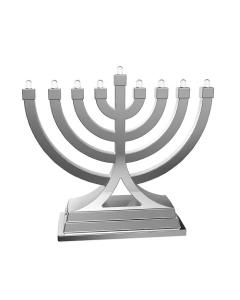 Battery Operated Menorah - Metallic Silver