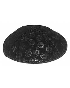 Dreidel Embossed Suede Kippah