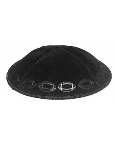 Football Border Embossed Suede Kippah