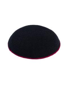 iKippah Black Knit w/ Maroon Rim Yarmulke